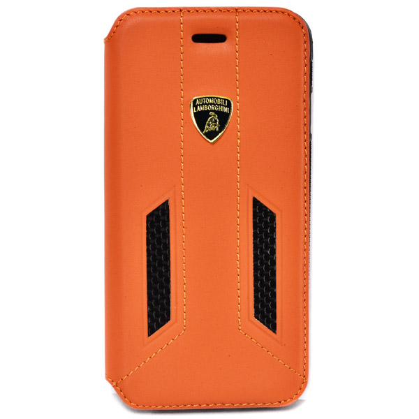 Lamborghini iPhone7 Book Shaped Leather Case(Orange/Carbon)