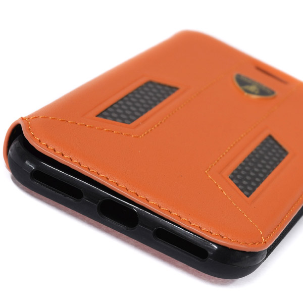 Lamborghini iPhone7 Book Shaped Leather Case(Orange/Carbon)