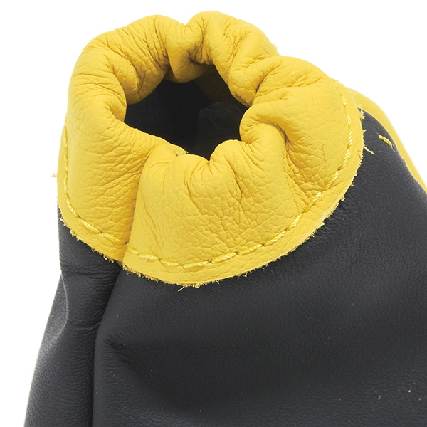 ABARTH/FIAT 500/595 Leather Hand Brake Boots -SMOKING-(Black & Yellow)