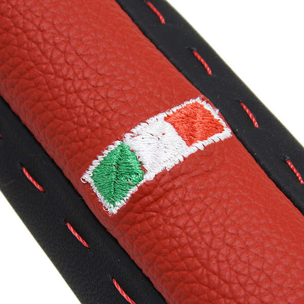 ABARTH/FIAT 500/595 Leather Hand Brake Grip Cover -SMOKING-(Black & Red)
