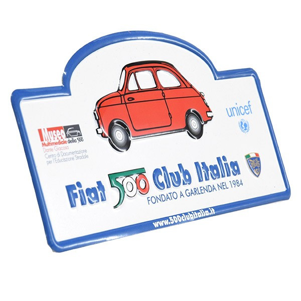 FIAT 500 CLUB ITALIA Metal Plate(White)