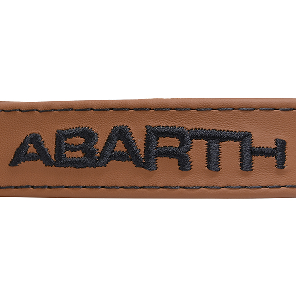 ABARTH 500 Rear Gate Leather Strap (Brown Base/Black ABARTH Logo)