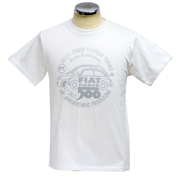 FIAT 500 60anni Memorial Stamp T-Shirts(White)