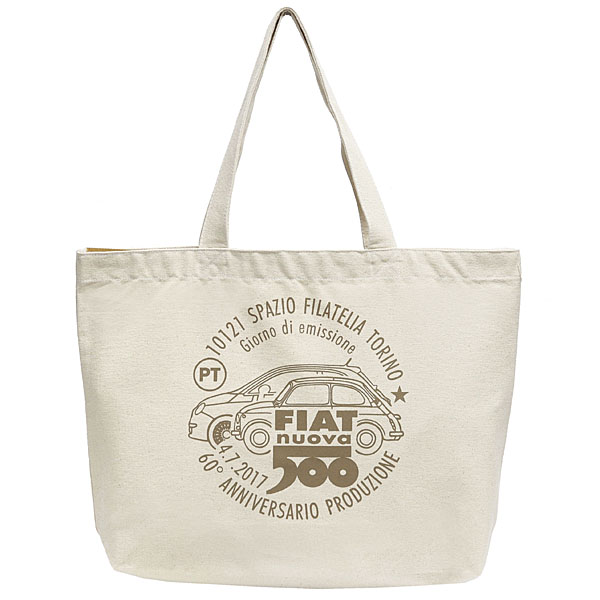 FIAT 500 60anni Memorial Stamp Tote Bag-Natural-