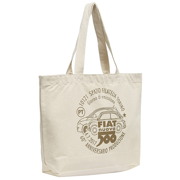 FIAT 500 60anni Memorial Stamp Tote Bag-Natural-