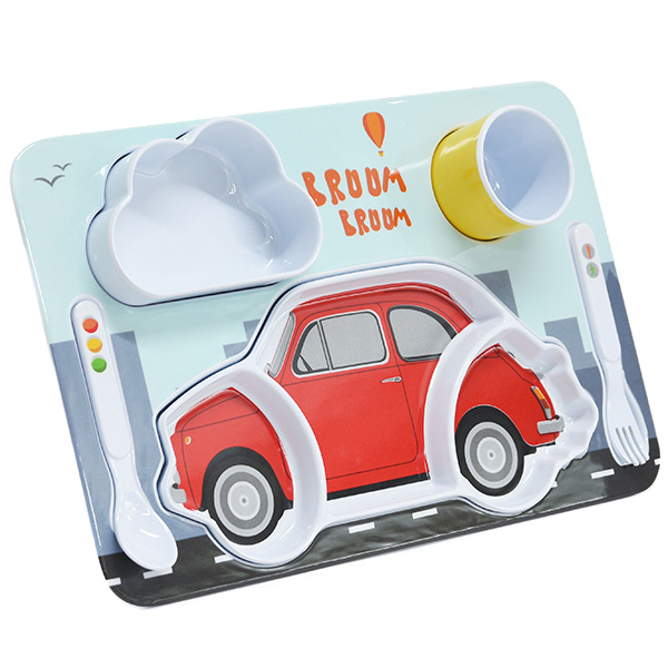 FIAT Nuova 500 Kids Lunch Plate Set(Red)