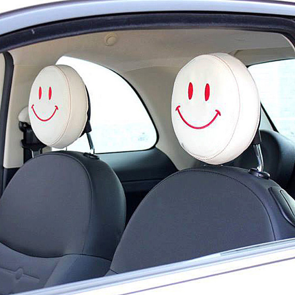 FIAT 500(Series 4) Fake Leather Headrest Cover (Smile/Ivory)