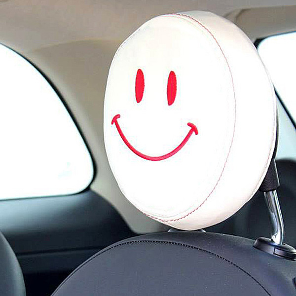 FIAT 500(Series 4) Fake Leather Headrest Cover (Smile/Ivory)