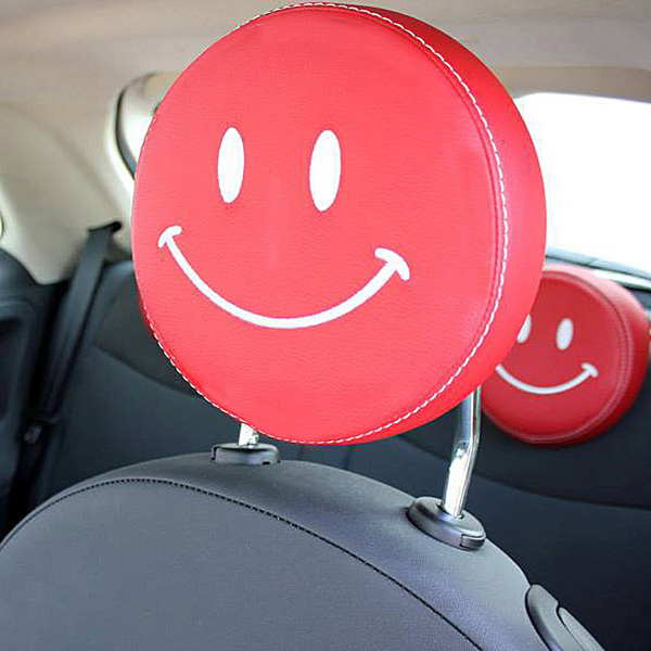 FIAT 500(Series 4) Fake Leather Headrest Cover (Smile/Red)