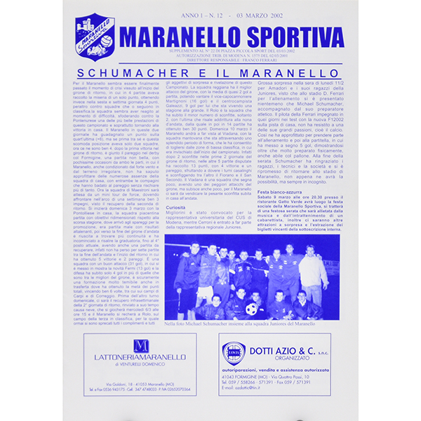MARANELLO SPORTIVA News Paper 03.2002 M.Schumacher Special issue