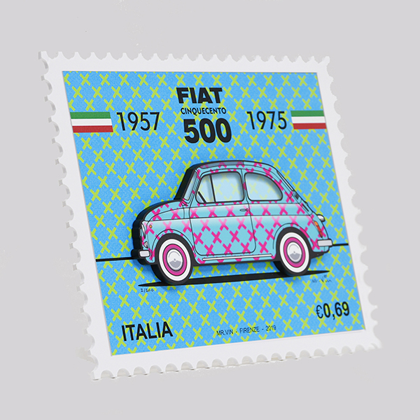 FIAT Nuova 500 Stamp Illustration by Mr.Vin -TRIS- (Small)