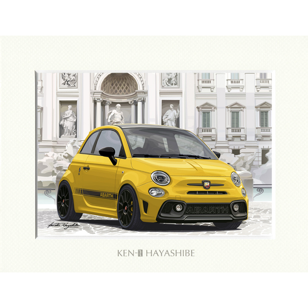 ABARTH 595 -シリーズ4-(イエロー)イラストレーションby 林部研一<br><font size=-1 color=red>02/21到着</font>