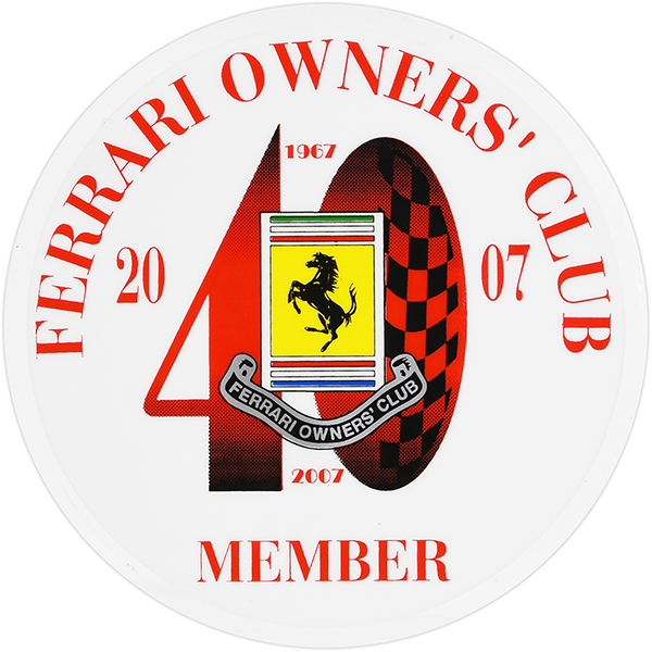 Ferrari Owners Club UK 40 anni Memorial Sticler