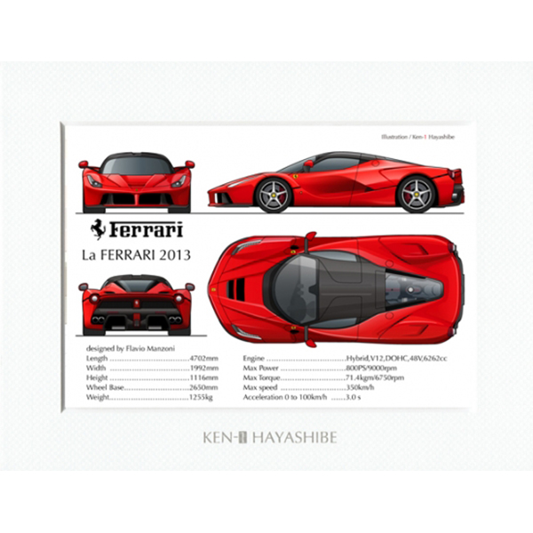 La Ferrari Specs Illustration by Kenichi Hayashibe