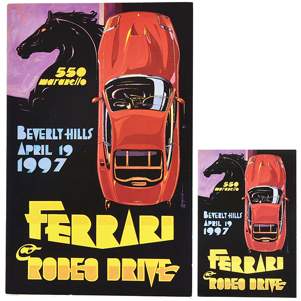 FERRARI at RODEO DRIVE -BEVERLY HILLS ALRIL 19 1997-Ivent Card & Sticker Set