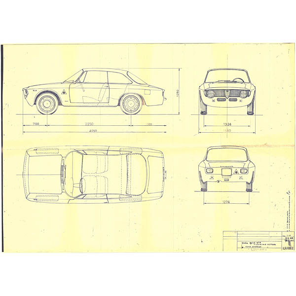 Alfa Romeo Giulia Sprint GTA Blue Drawing Print