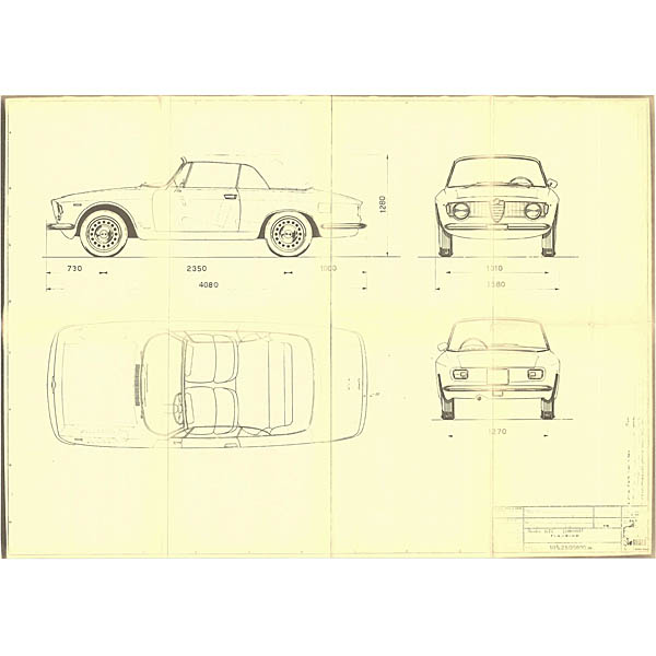 Alfa Romeo Giulia GTC cabrio 1965 Blue Drawing Print
