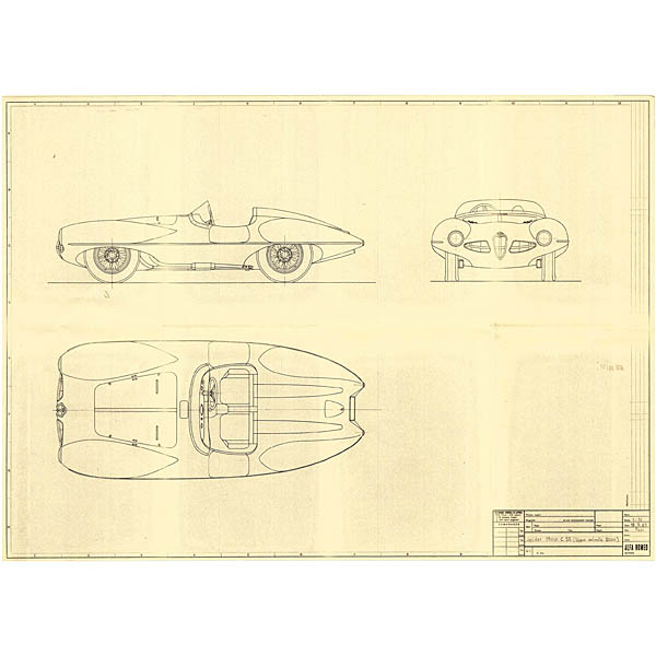 Alfa Romeo 1900 C52 Disco Volante Blue Drawing Print