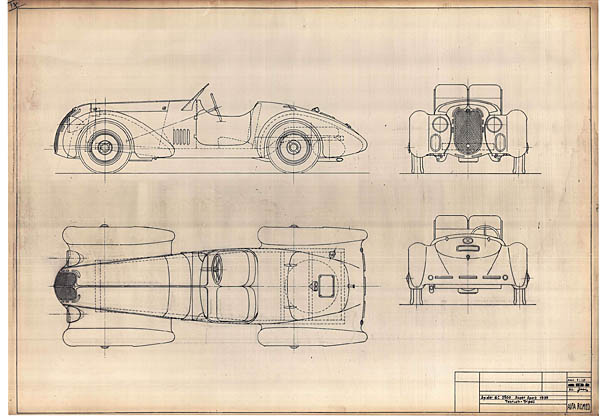 Alfa Romeo 6C 2500 Super Sport Spider 1939 Blue Drawing Print