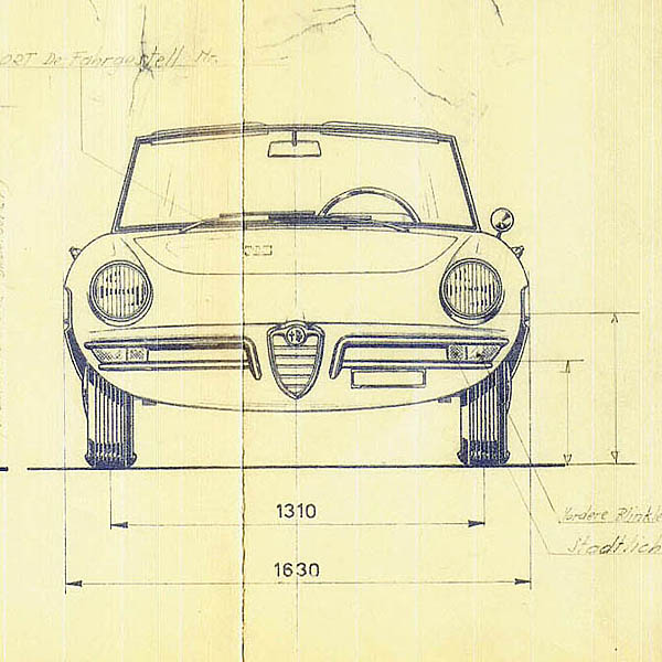 Alfa Romeo 1750 Spider 1967 Blue Drawing Print