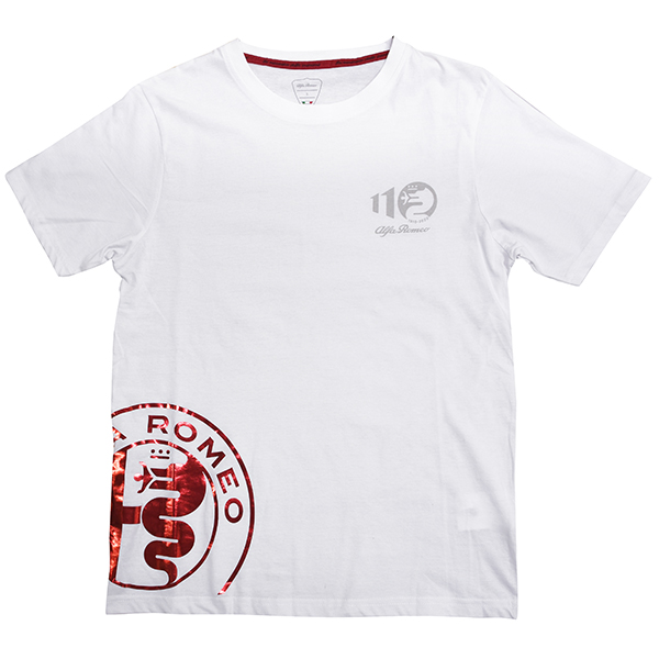 Alfa Romeo Official 110th Anniversary Foil Stamping Emblem T-shirts (White)