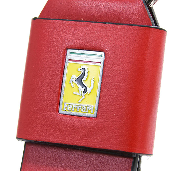 Ferrari Emblem Leather Strap Shaped Keyring(Red)