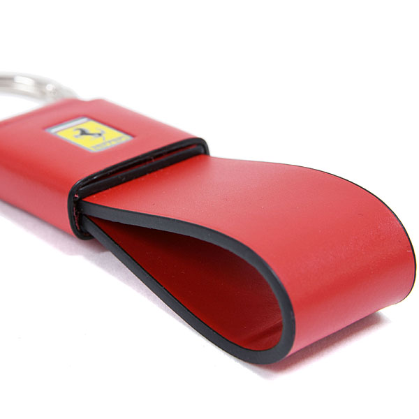 Ferrari Emblem Leather Strap Shaped Keyring(Red)