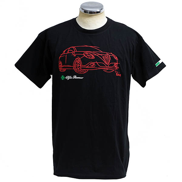 Alfa Romeo GiuliettaイラストレーションTシャツ (ブラック)