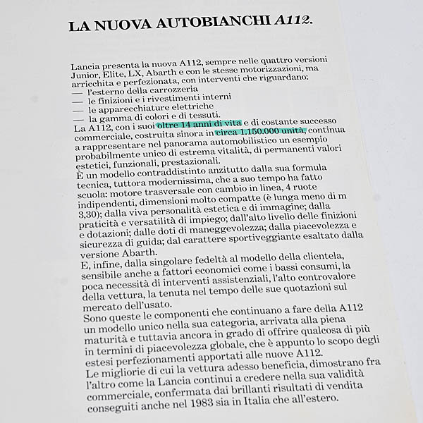 LANCIA NUOVA A112 JUNIOR ELITE LX ABARTH�ץ쥹���å�