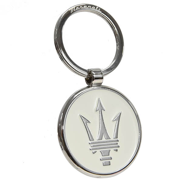 MASERATI純正NEW LOGOキーリング (メタルラウンド/ホワイト)