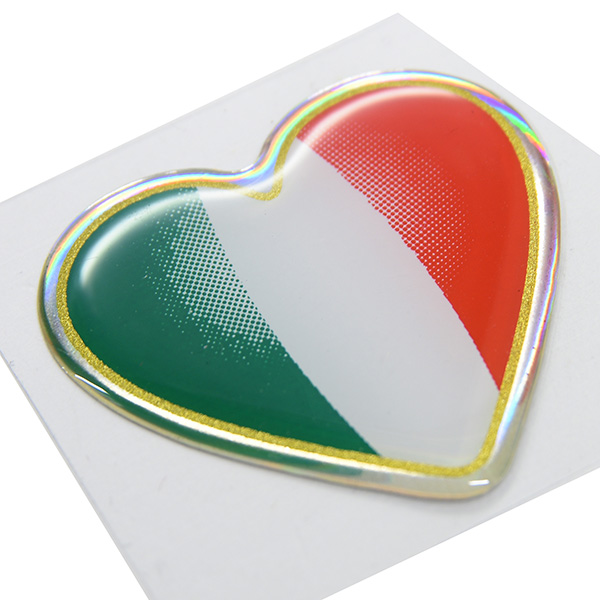 Italian Flag 3D Heart Shaped Sticker