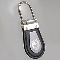 ABARTH New Emblem Leather Keyring (Chrome Emblem)