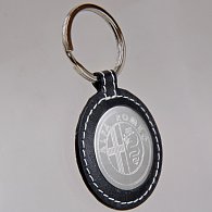 Alfa Romeo Round Leather Keyring(Chrome Emblem)