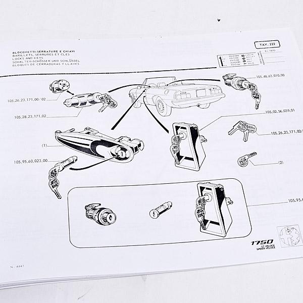 Alfa Romeo 1750 Spider veloce Parts Catalog(Body)