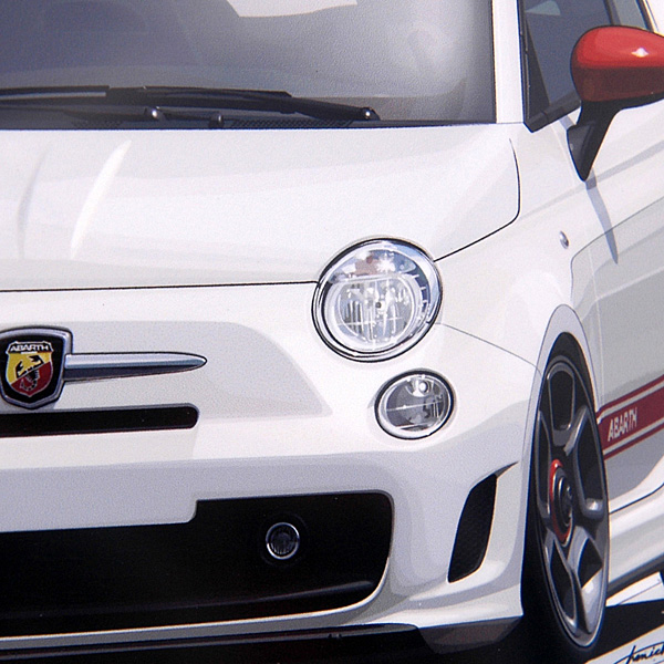 NEW FIAT 500 ABARTH (White) Illustration by Kenichi Hayashibe