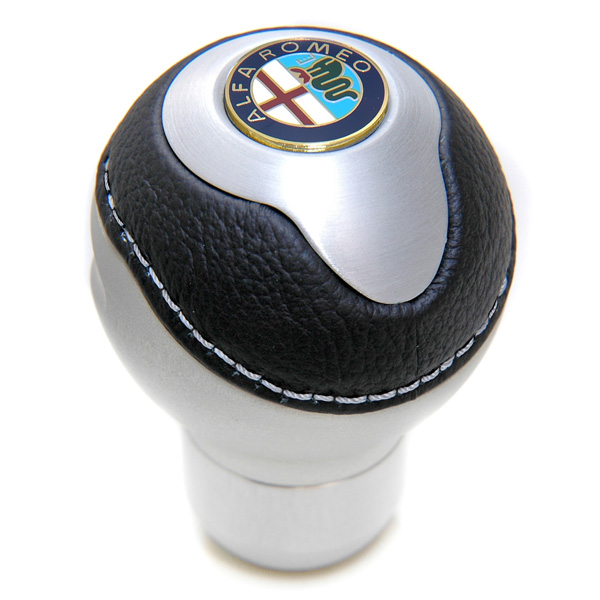 BLACK Aluminium & Leather Gear Knob -TUNE IT- (Normal/Alfa Emblem)