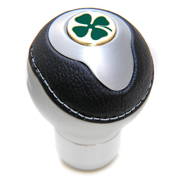 Black Akuminium & Leather Gear Knob -TUNE IT-(Normal/Quadrifoglio Emblem)