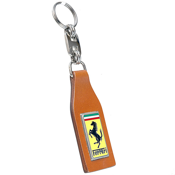 Ferrari Brown Leather Keyring by Schedoni