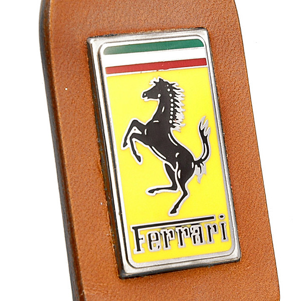 Ferrari Brown Leather Keyring by Schedoni