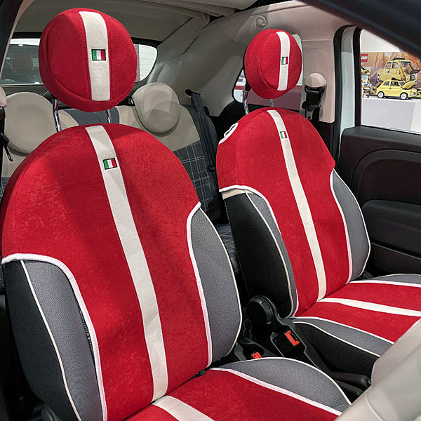 FIAT NEW 500シートカバー&ヘッドレストセット -SMOKING RED-