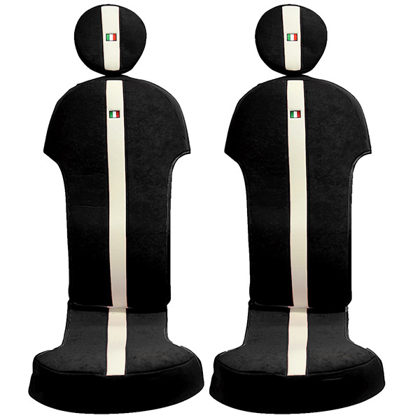 FIAT 500 Seat Cover and Headrest Set -SMOKING BLACK-