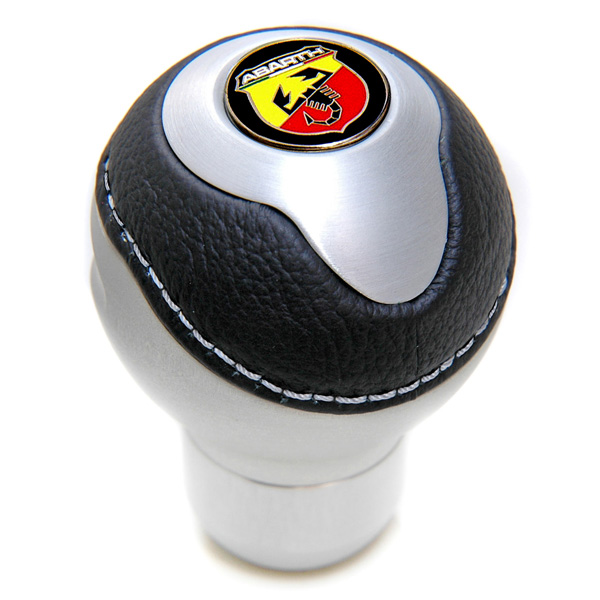 BLACK Aluminium & Leather Gear Knob -TUNE IT-(Normal/ABARTH NEW Emblem)