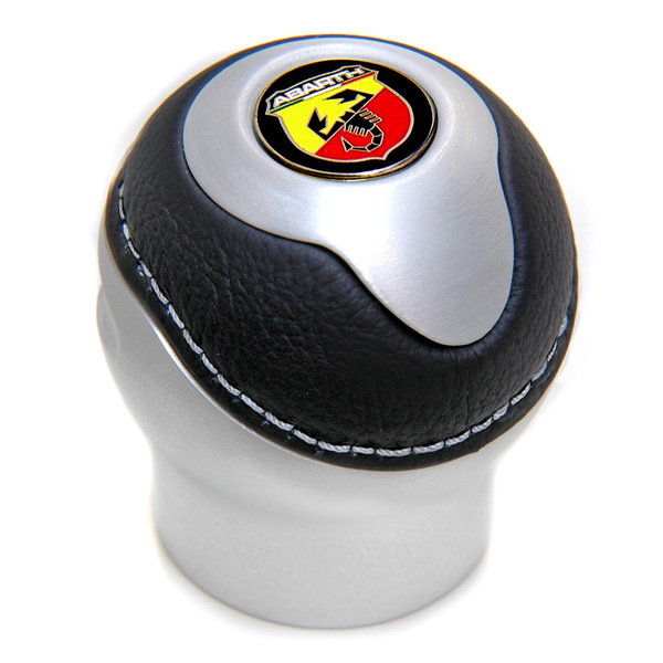 BLACK Aluminium & Leather Gear Knob (Reverselock/ABARTH NEW EMBLEM)