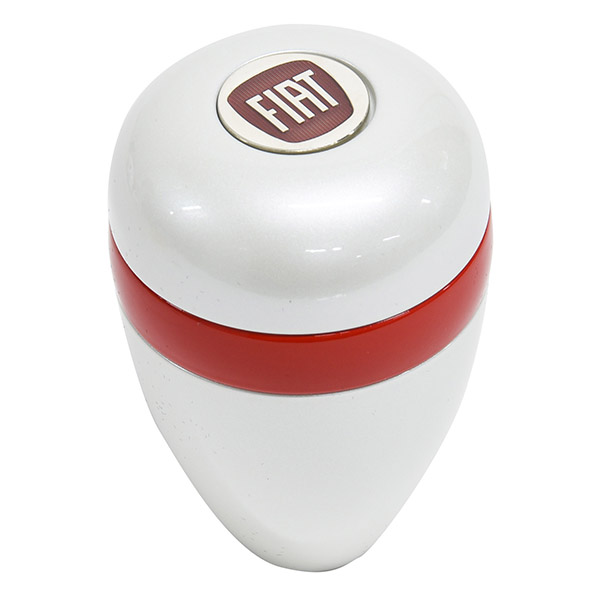 BLACK FIAT Aluminium Gear Knob -ARROW ANATOMICO- (Pearl White/Red Ring)