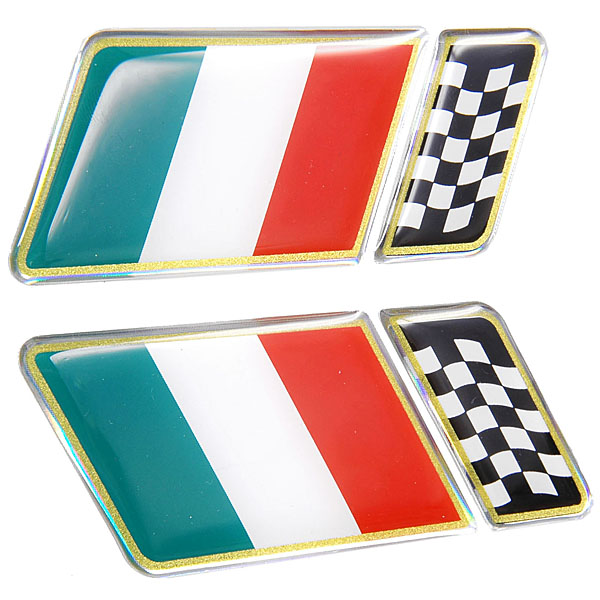 Italian Flag & checkerd 3D Sticker (Set of 4)