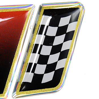 Alfa Romeo 3D Sticker (QUADRIFOGLIO+Checkered flag/Set of 4)