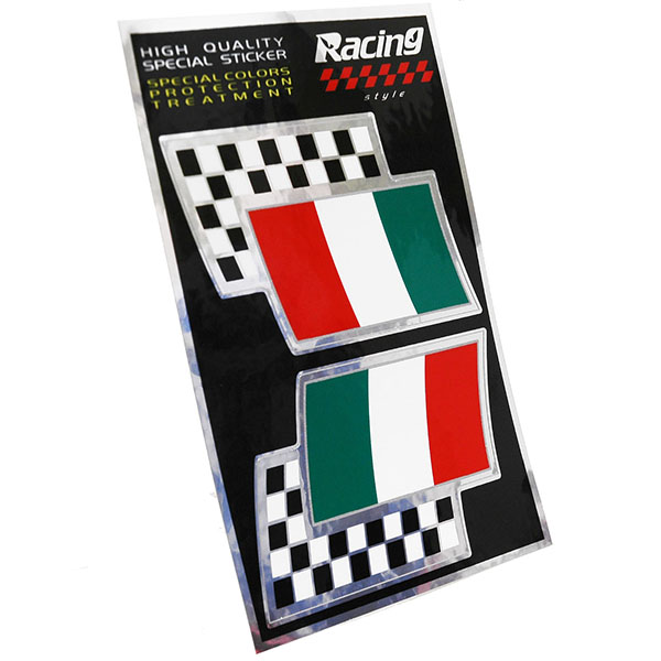 Italian Flag & Checkerd Flag Sticker Set