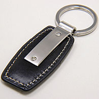 FIAT 500 Fake Leather & Plate Keyring (Black)