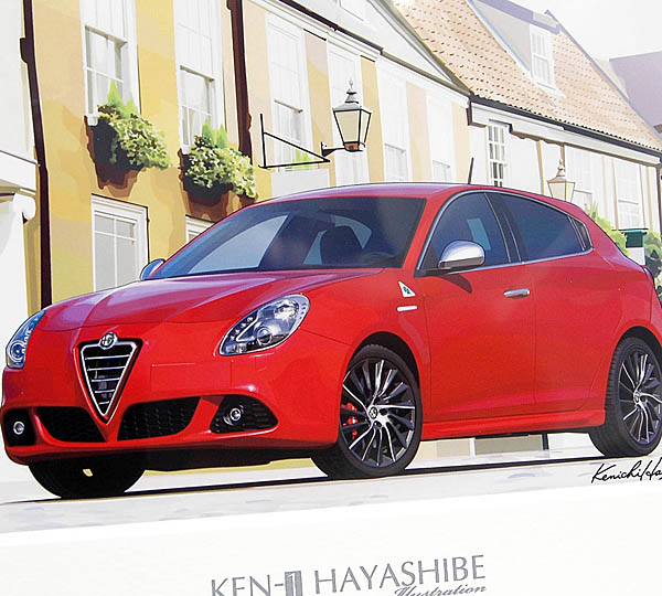 Alfa Romeo Giulietta(Red) Illustration by Kenichi Hayashibe