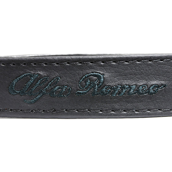 Alfa Romeo Rear Gate Leather Strap(Black Base/Black Logo)